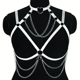 "O" HEAVENS BODY HARNESS LEATHER/CHAIN