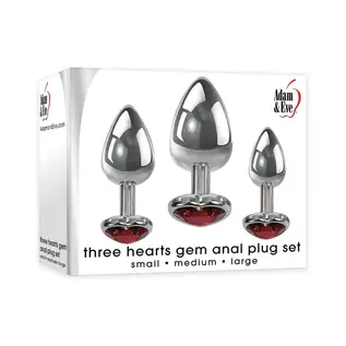 ADAM & EVE PLUG SET A&E METAL HEART ROSE RED