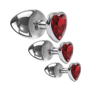 ADAM & EVE PLUG SET A&E METAL HEART ROSE RED