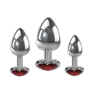 ADAM & EVE PLUG SET A&E METAL HEART ROSE RED