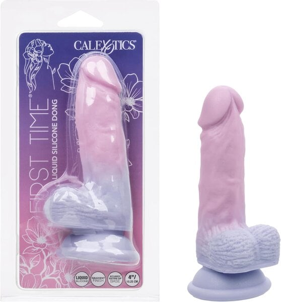 CALIFORNIA EXOTICS CALEX DILDO FIRST TIME SILICONE 4" OMBRE PURPLE