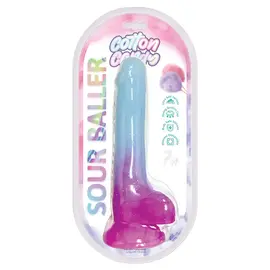 HOTT PRODUCTS COTTON CANDY SOUR BALLER DILDO 7" BLUE/PINK