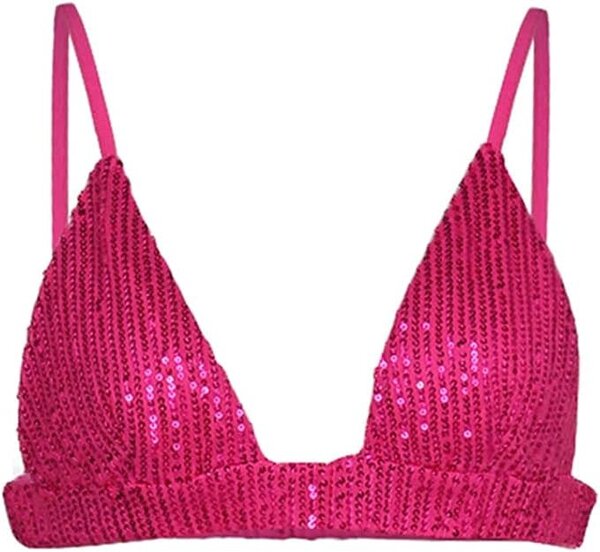 "O" HEAVENS BIKINI TOP STRETCH SEQUIN PINK