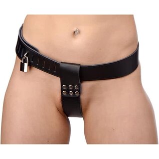 STRICT CHASTITY BELT LEATHER BLACK W/LOCK