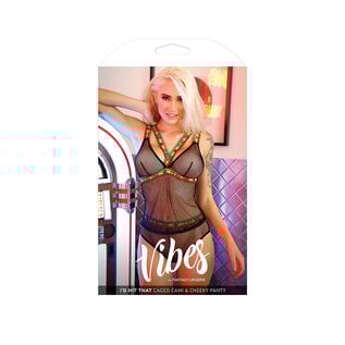 FANTASY LINGERIE FANTASY LINGERIE I'D HIT THAT CAGED CAMI AND CHEEKY PANTY  L/XL