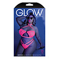 FANTASY LINGERIE GLOW BANDEAU HALTER & PANTY NEON PINK PLUS SIZE