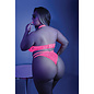 FANTASY LINGERIE GLOW BANDEAU HALTER & PANTY NEON PINK PLUS SIZE