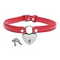 MASTER SERIES LEATHER CHOKER HEART WITH LOCK AND KEY