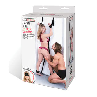 LUX FETISH LUX FETISH OVER THE DOOR CROSS RESTRAINT CUFFS BLACK