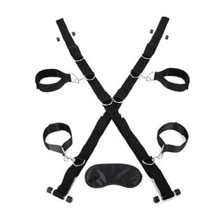 LUX FETISH LUX FETISH OVER THE DOOR CROSS RESTRAINT CUFFS BLACK