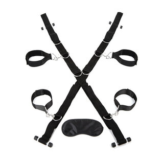 LUX FETISH OVER THE DOOR CROSS RESTRAINT CUFFS BLACK