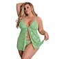 MAGIC SILK MS LACE ME UP BABY DOLL &  G STRING SET GREEN