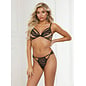 SEVEN TILL MIDNIGHT BRA AND THONG TWO PIECE LACE STRAPPY  BLACK