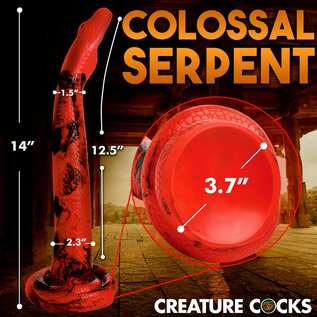 XR DILDO CREATURE COCK KING COBRA RED/BLACK 14"