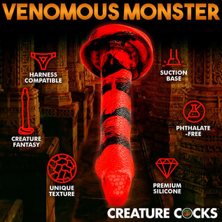 XR DILDO CREATURE COCK KING COBRA RED/BLACK 14"