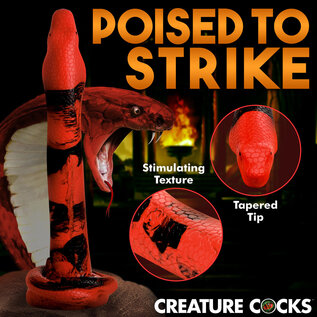 XR DILDO CREATURE COCK KING COBRA RED/BLACK 14"
