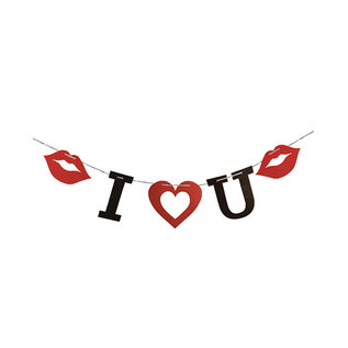 PARTY BANNER I HEART YOU LIPS