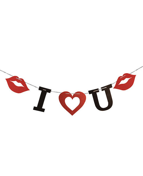 PARTY BANNER I HEART YOU LIPS