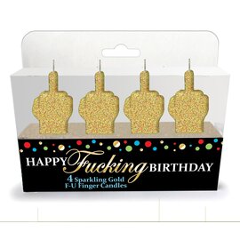 LITTLE GENIE GLITTERATI MIDDLE FINGER CANDLE GOLD