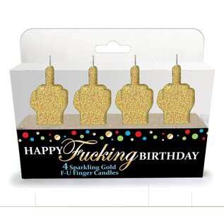 LITTLE GENIE GLITTERATI MIDDLE FINGER CANDLE GOLD