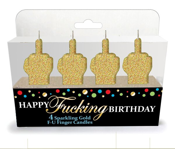 LITTLE GENIE GLITTERATI MIDDLE FINGER CANDLE GOLD