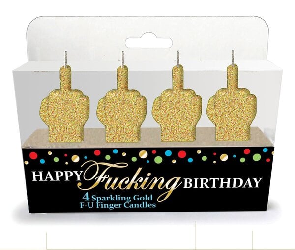LITTLE GENIE LITTLE GENIE GLITTERATI MIDDLE FINGER CANDLE GOLD