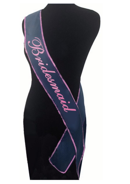 LITTLE GENIE SASH BRIDESMAID BLACK & PINK