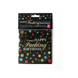 LITTLE GENIE COCKTAIL NAPKINS GLITTERATI HAPPY F ING BIRTHDAY