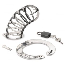 XR CHASTITY MASTER SERIES SPIKED CAGE & LOCK STAINLESS STEEL