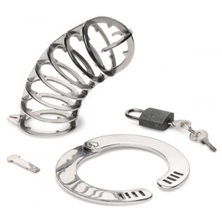 XR BRAND STAINLESS STEEL SPIKED CHASTITY CAGE WITH LOCK