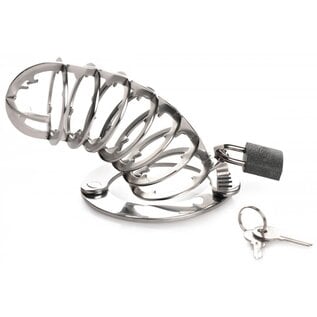 XR BRAND STAINLESS STEEL SPIKED CHASTITY CAGE WITH LOCK