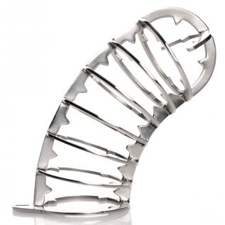 XR BRAND STAINLESS STEEL SPIKED CHASTITY CAGE WITH LOCK