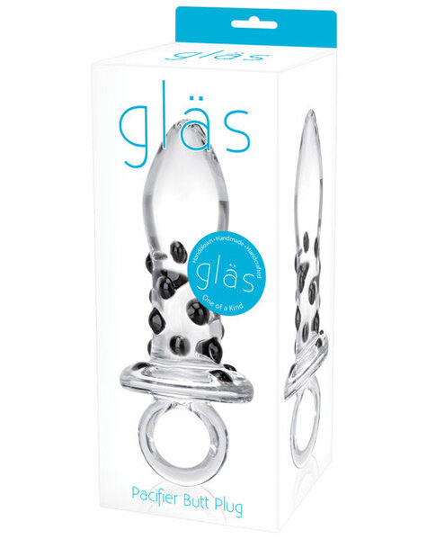 GLAS PACIFIER ANAL PLUG CLEAR & BLACK