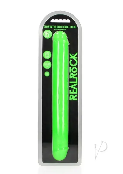 SHOTS DILDO REALROCK GLOW DOUBLE ENDED 15"