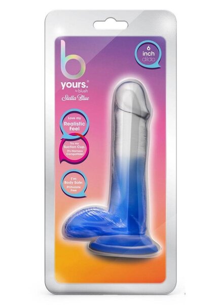 BLUSH DILDO B YOURS STELLA 6" BLUE/CLEAR