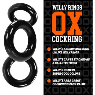OXBALLS WILLY COCK RING 3 PACK