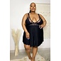 "O" HEAVENS BABYDOLL LINGERIE SET BLACK
