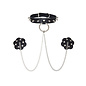 NEVA NUDE COLLAR & NIPPLE COVERS SLAVE SET BLACK