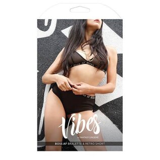 FANTASY LINGERIE BOSS AF BRALETTE & SHORTS  LARGE/EXTRA LARGE