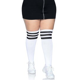 LEG AVENUE ATHLETIC SOCK OVER THE KNEE WHITE/BLACK QUEEN