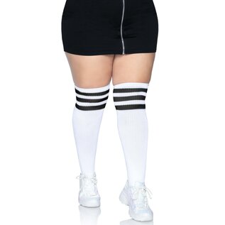 ATHLETIC SOCK OVER THE KNEE WHITE BLACK STRIPE QUEEN