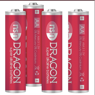 BATTERY AA DRAGON ALKALINE 4PK