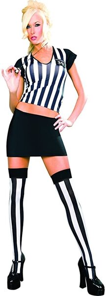 MUSIC LEGS COSTUME SEXY REFEREE BLACK & WHITE MEDIUM/LARGE