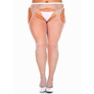 MUSIC LEGS CROTCHLESS PANTYHOSE FISHNET CROTCHLESS WHITE QUEEN