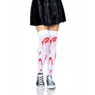 LEG AVENUE THIGHT HIGH BLOODY ZOMBIE WHITE & RED ONE SIZE
