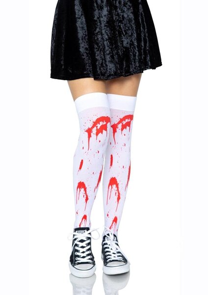 LEG AVENUE THIGHT HIGH BLOODY ZOMBIE WHITE & RED ONE SIZE
