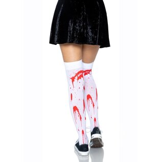 LEG AVENUE THIGHT HIGH BLOODY ZOMBIE WHITE & RED ONE SIZE