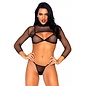 LEG AVENUE BIKINI SET NET LONG SLEEVE BLACK ONE SIZE