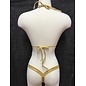MINOR CREATIONS BRA & THONG FUNDAZZLE BLACK RHINESTONE GOLD ONE SIZE