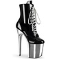 PLEASER FLAMINGO 1020 LACE-UP ANKLE BOOT SILVER/BLACK